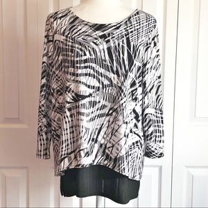 Easywear by Chico's Gray & Black Zebra Print Slinky Knit Top Large